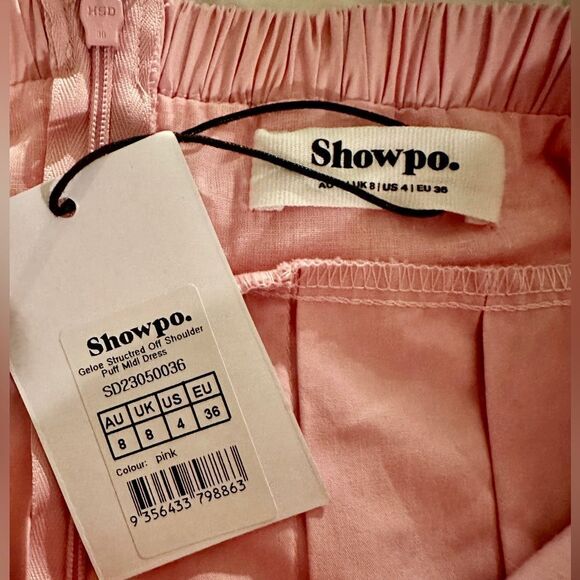 SHOWPO. Dress Amalie The Label Beccah Linen Off Shoulder Size 4 NEW WITH TAGS - Picture 8 of 10